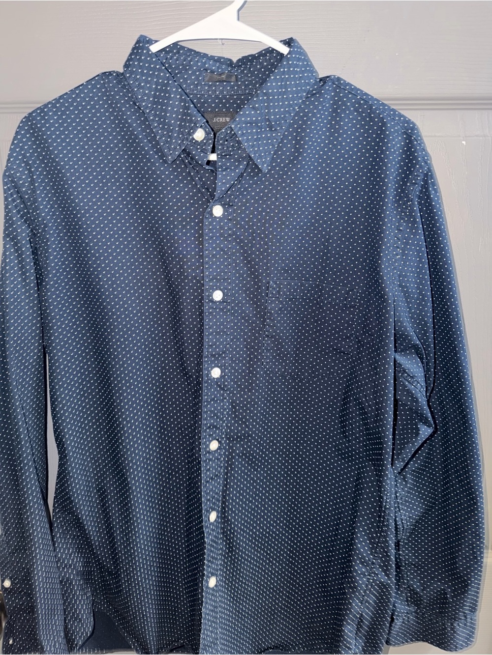J. Crew Men's Navy Blue Microdot Button-Down Shirt